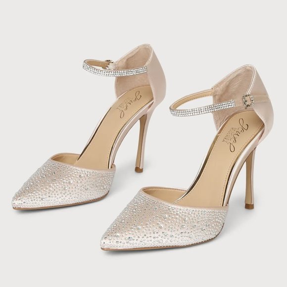 BADGLEY MISCHKA Jailene Ankle Strap Stiletto in Champagne Size 5.5 NEW - Picture 3 of 5